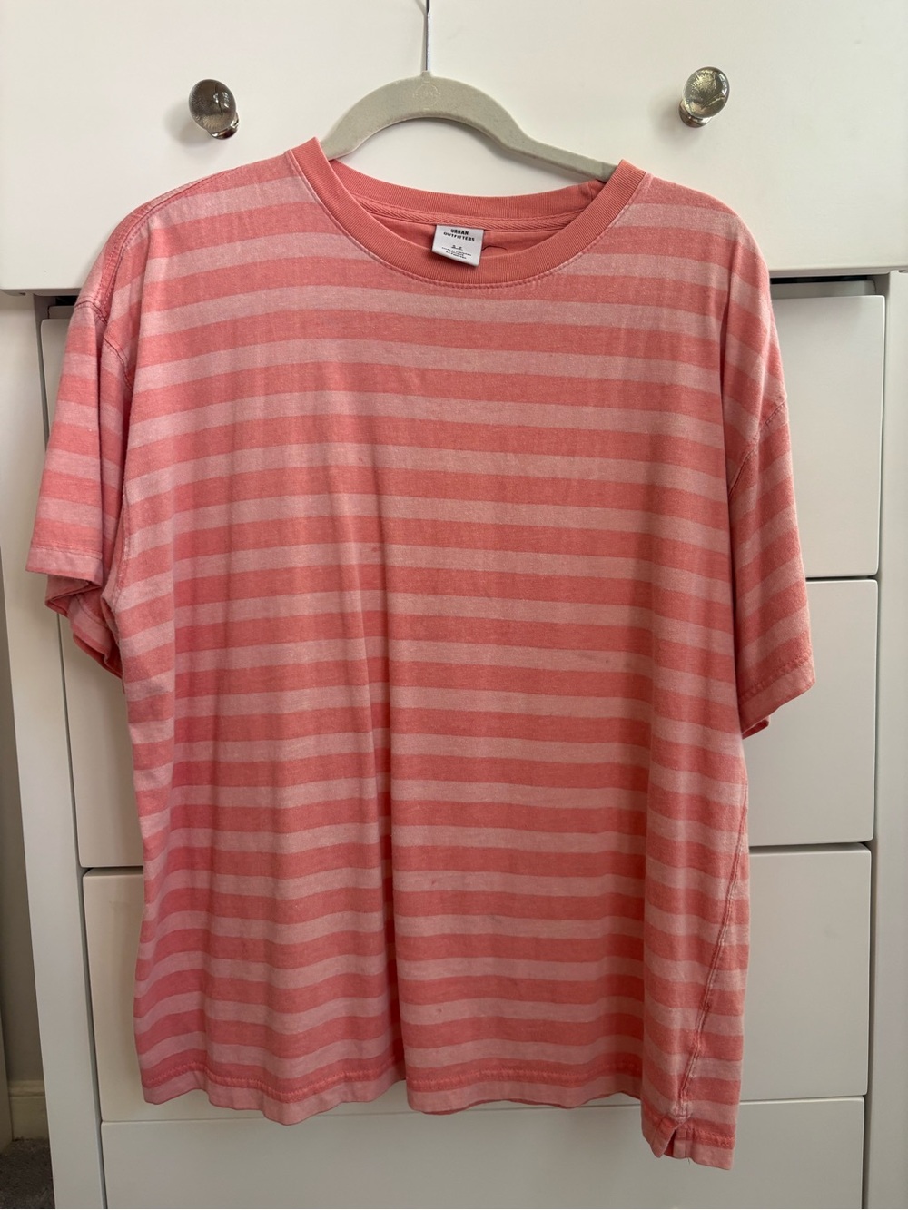 Urban Outfitters Pink Striped Short Sleeve Crewneck Tee